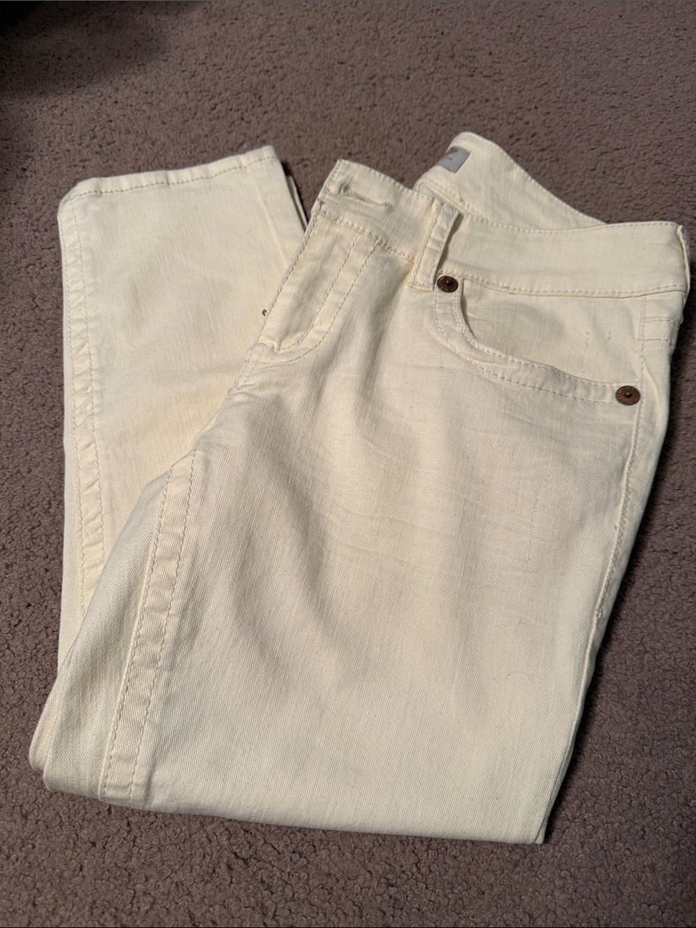 Seven7 Light Yellow Denim Jeans with Branded Waist Label